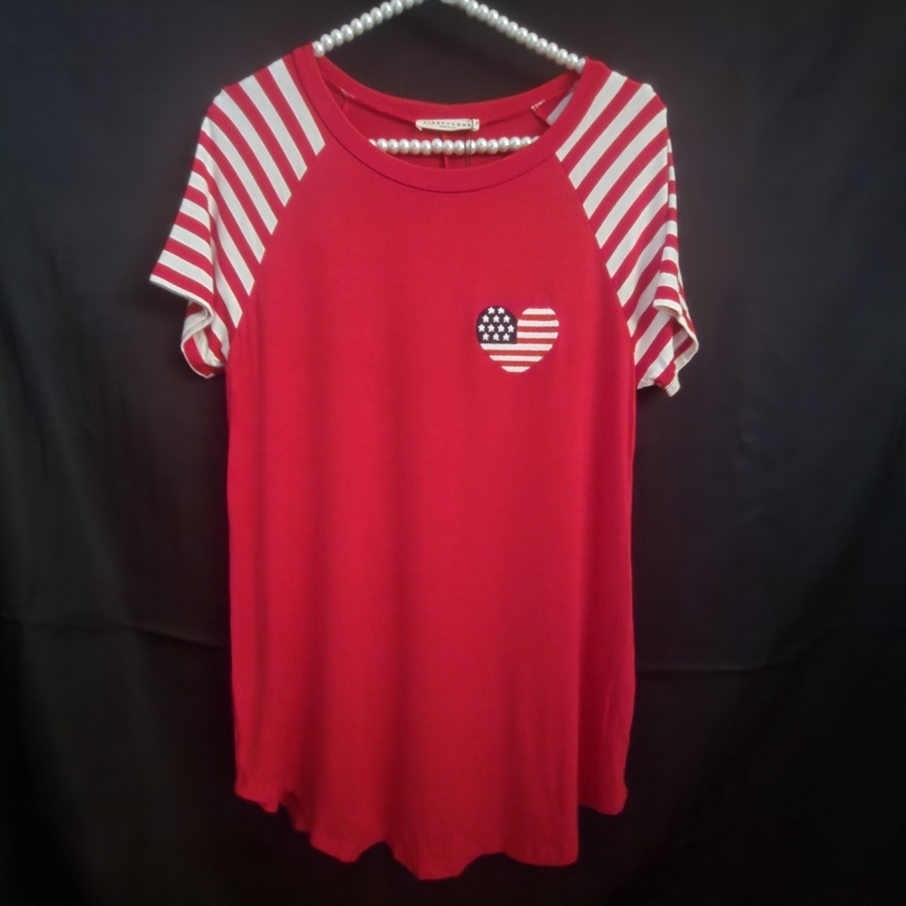 🤩Embroidered Heart Flag Shirt